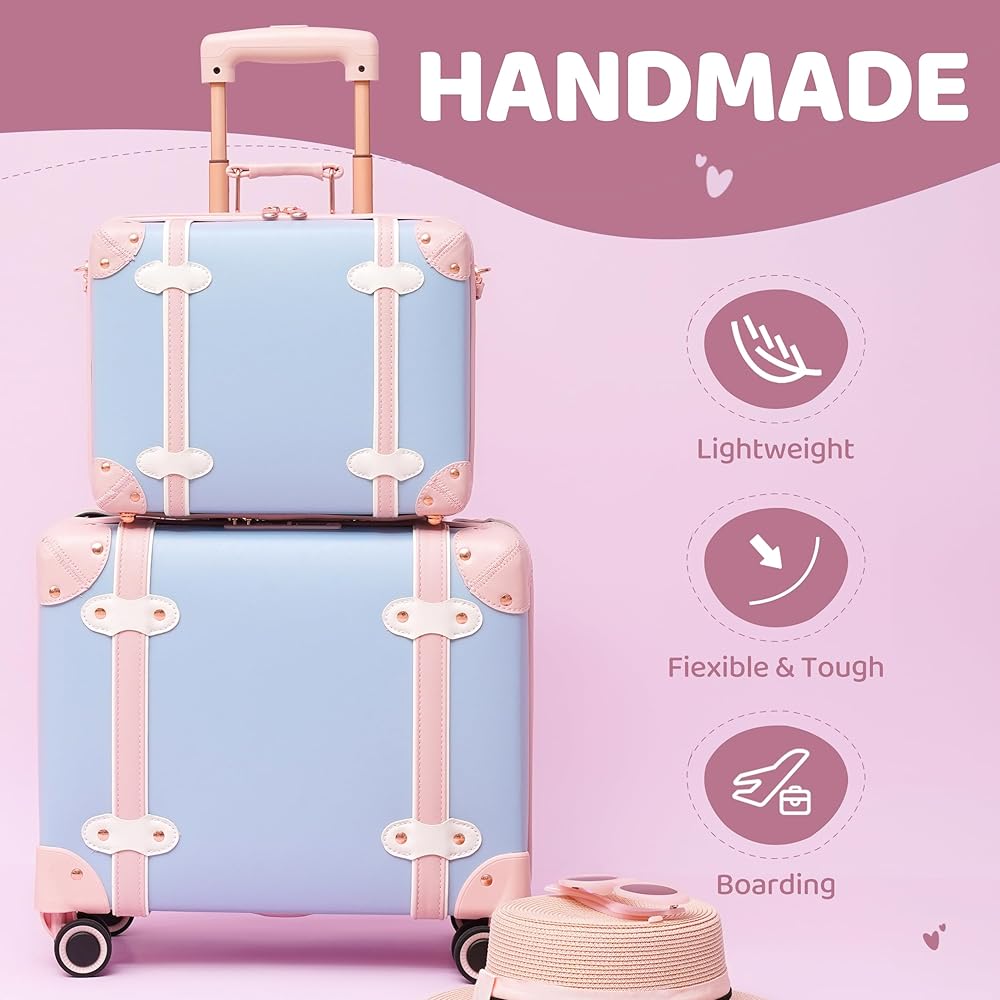 アンティーク行李 Amazon.com: UNIWALKER 復古行李箱組,復古行李箱,附旋轉輪TSA 鎖